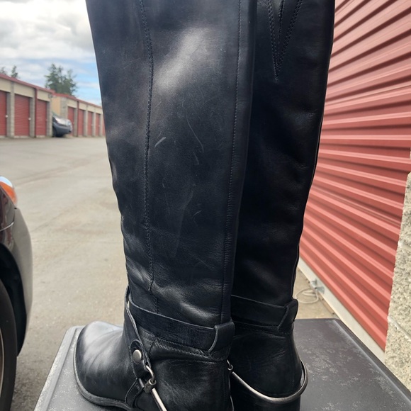 Franco Sarto Circuit Women’s Black Leather Tall Buckle Ride Boots Size 10M - Picture 11 of 14